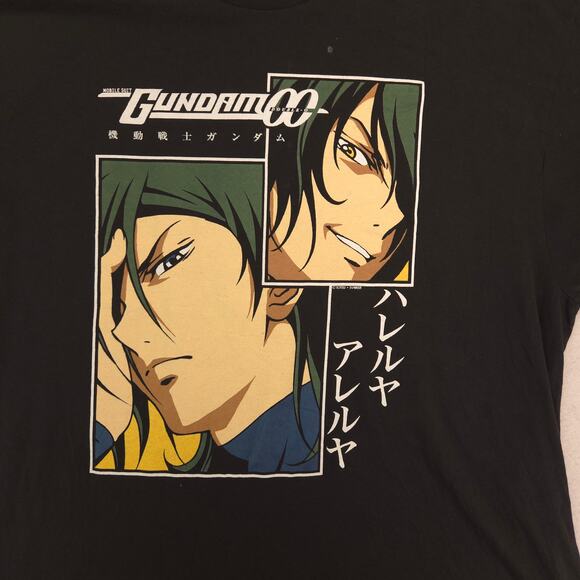 Gundam 00 Anime Graphic Crew Neck Short Sleeve T-Shirt Mens Size 2XL Black - Picture 4 of 9